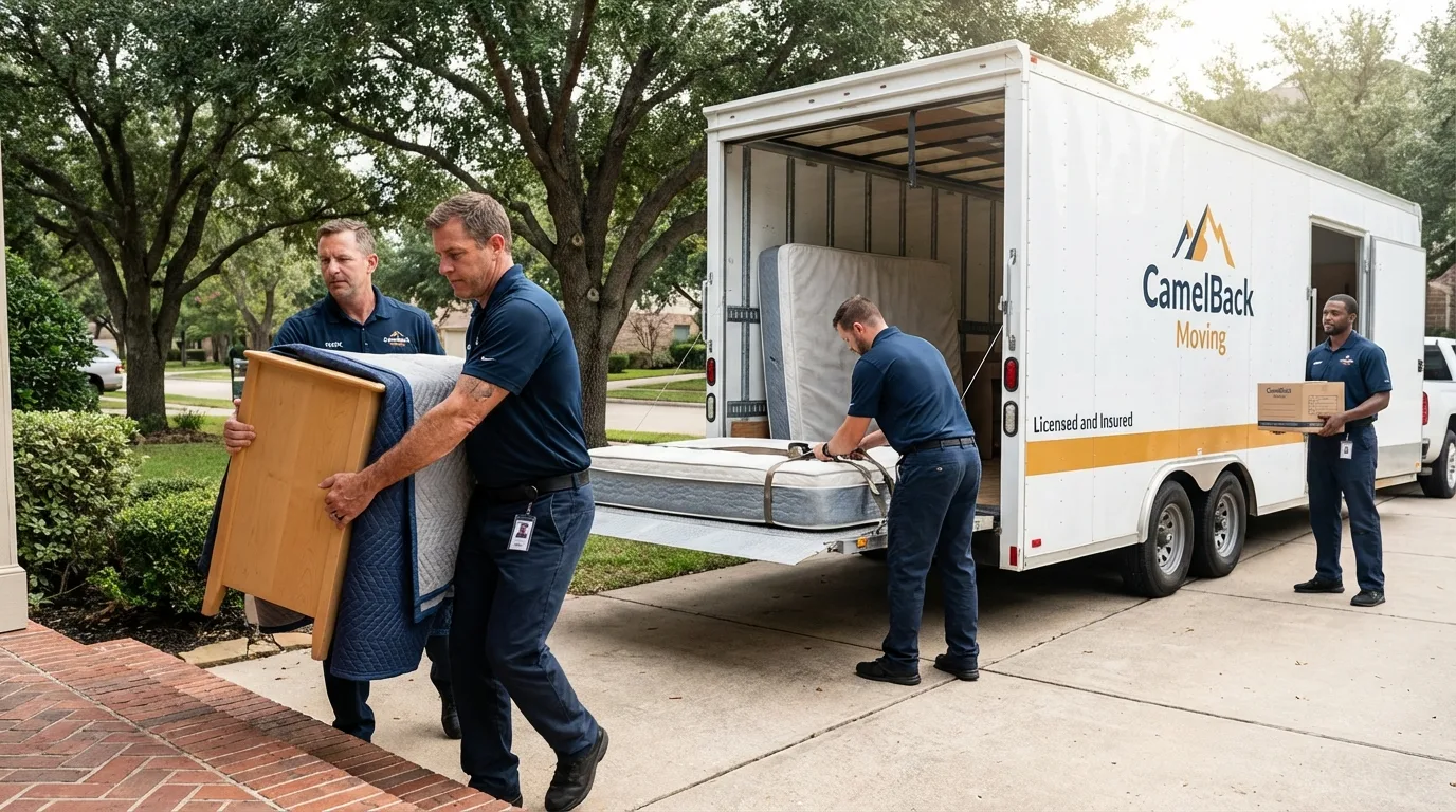 Crew loading residential truck for cross-state move from Kew Gardens, NY