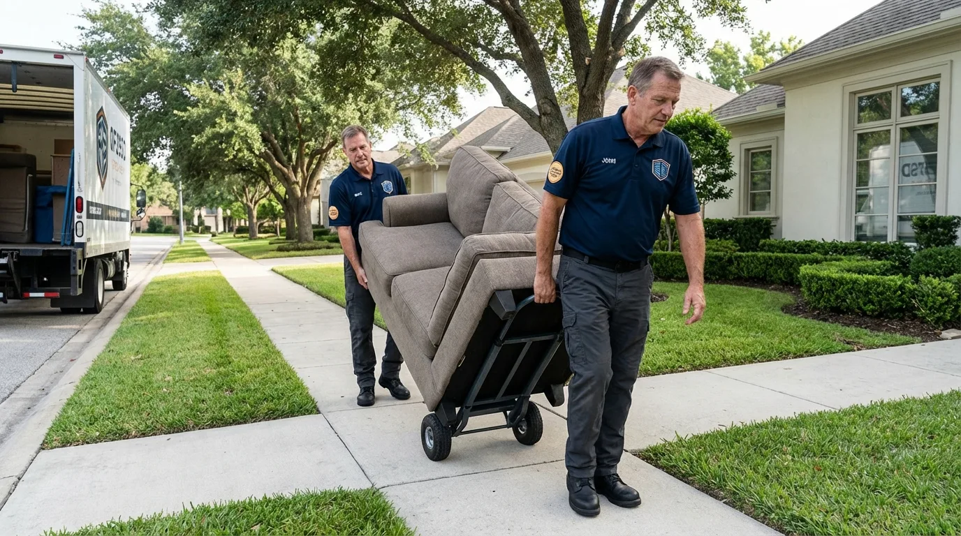 Local residential moving crew loading furniture in Kew Gardens, NY