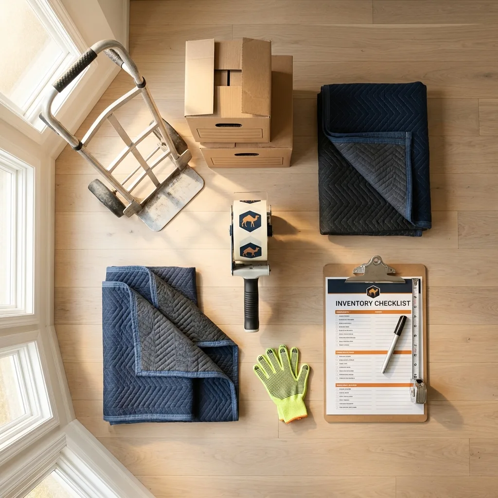 Professional moving supplies and packing materials layout for Kew Gardens residential relocations